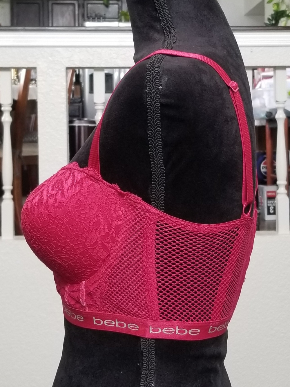 34DD bebe Fuchsia Lace Longline Bra - Picture 7 of 16